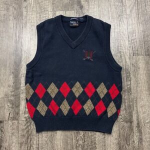 Vintage Cypress Link Argyle Golf V Neck Sweater Vest Preppy Grandpa L*
